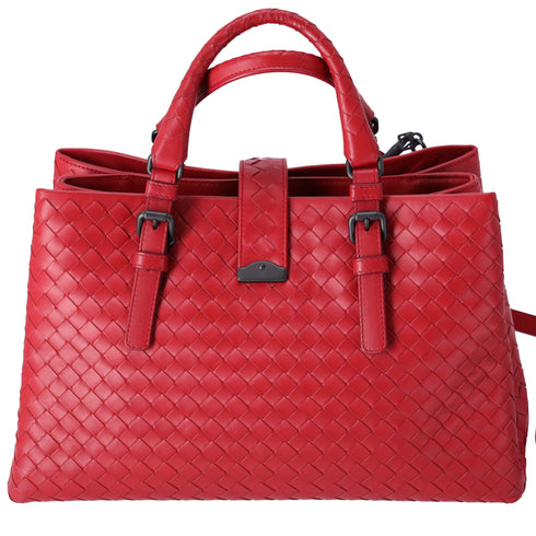 BOTTEGA VENETA Small Rome Bag Handbag Red Leather
